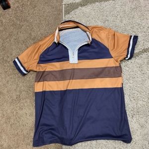 Polo shirt-Zipper-dark blue-two-tone